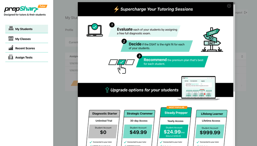 Upgrade options screen